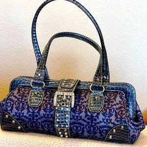 Kathy Van Zeeland Satchel Purse, Gorgeous Blue with Rhinestone embellishments.